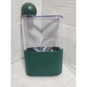 Starbucks Korea 2021 Leaf‎ Book Shape Water Bottle with Sleeve Clear Hip Flask